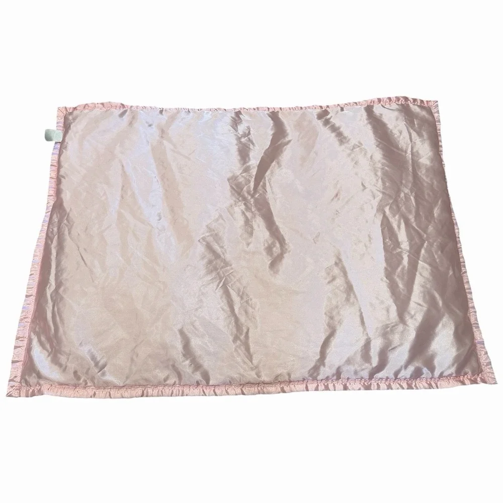 Small Wonders Solid Pink Swirl Plush Baby Blanket Satin Trim And Back 30x39